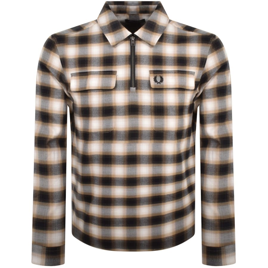 Fred Perry Check Long Sleeved Shirt Cream
